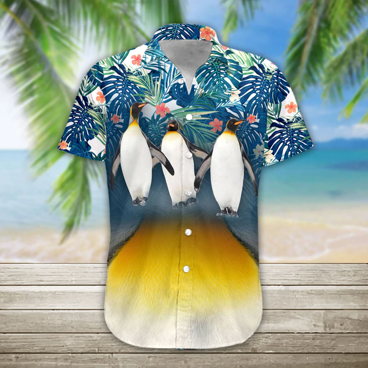3D Penguin Hawaii Shirt, Mens Hawaiian Aloha Beach Shirt, Hawaiian Shirts for Men HO1090  - Foxyshop Fashion