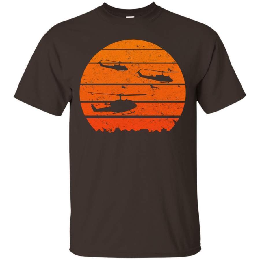 AGR Huey Jungle Sunrise  Retro Helicopter Vintage Tshirt Jaq T-shirt