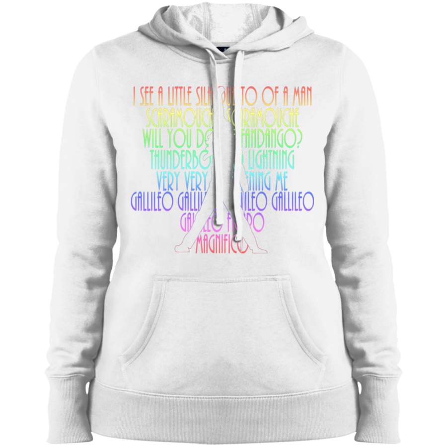 AGR BOHEMIAN RHAPSODY Lyrics With Freddie Silhouette Ladies' Pullover Hooded Sweatshirt
