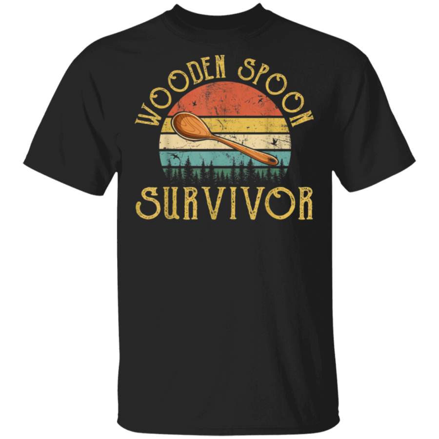 Funny Wooden Spoon Survivor Vintage Retro Humor T-Shirt By Vevotee Store Hoodie Shirt