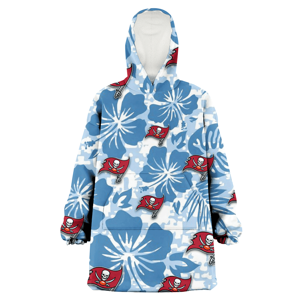 Tampa Bay Buccaneers Blue Hibiscus Blue Leaves Vintage Background 3D Printed Hoodie Blanket Snug Hoodie