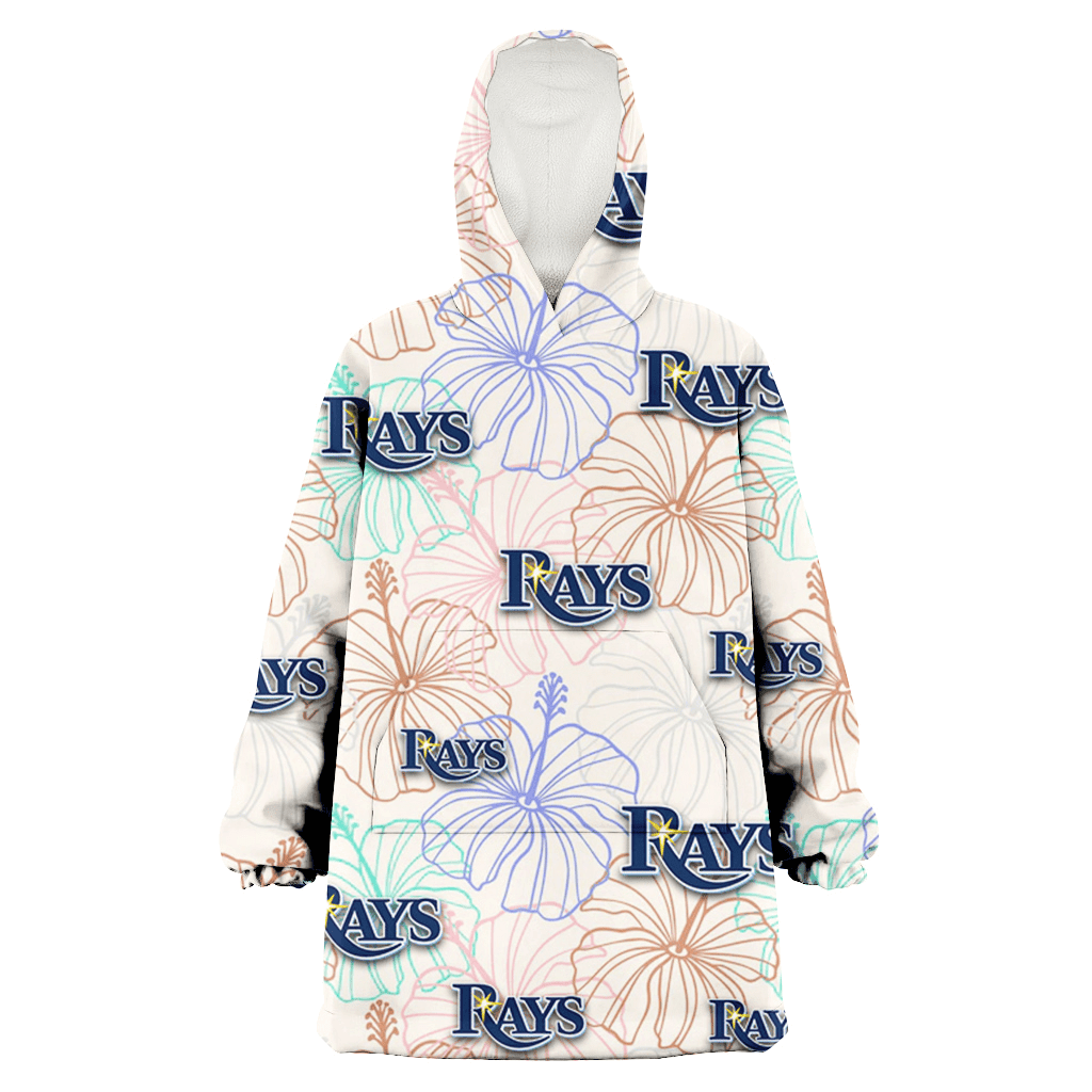 Tampa Bay Rays Sketch Pastel Hibiscus Beige Background 3D Printed Hoodie Blanket Snug Hoodie