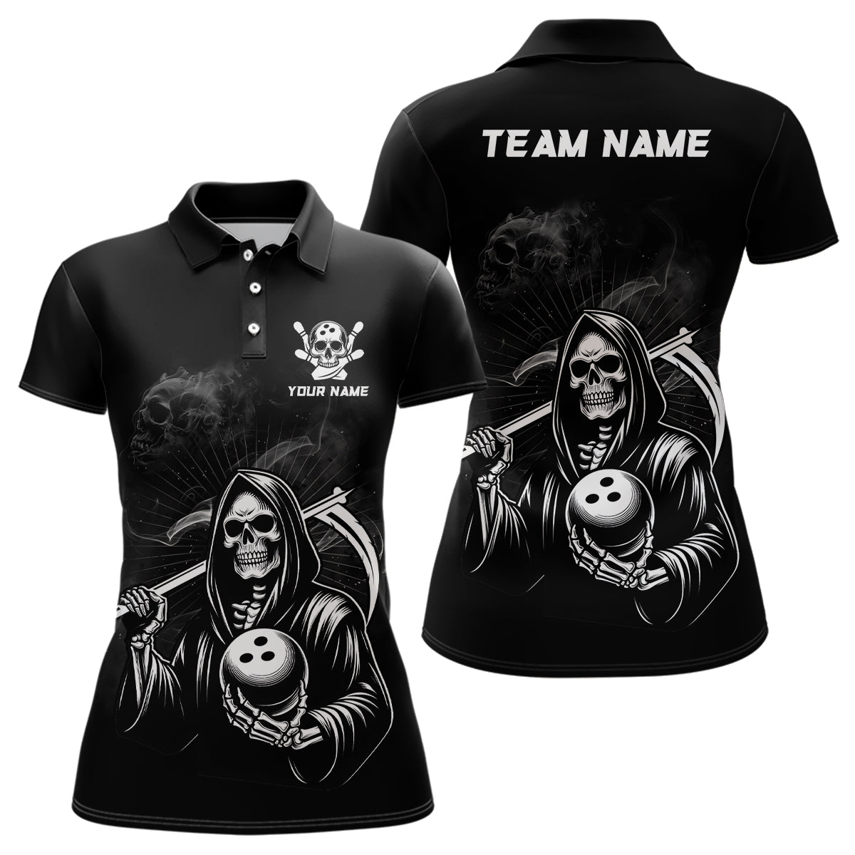 Peckshirt  Skeleton Bowling Shirt Custom Skull Bowling Polo Shirt for Women Bowling Team League Bowling Gift for Bowlers QZT299 - Print In Your Way