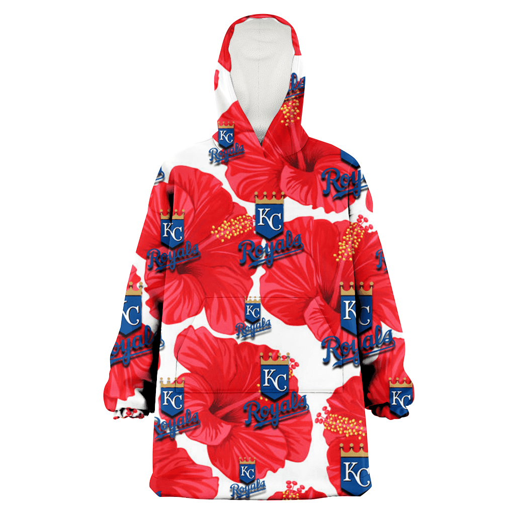 Kansas City Royals Big Red Hibiscus White Background 3D Printed Hoodie Blanket Snug Hoodie