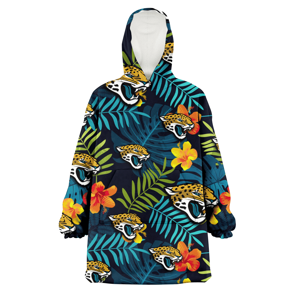 Jacksonville Jaguars Orange Yellow Green Leaf Black Background 3D Printed Hoodie Blanket Snug Hoodie