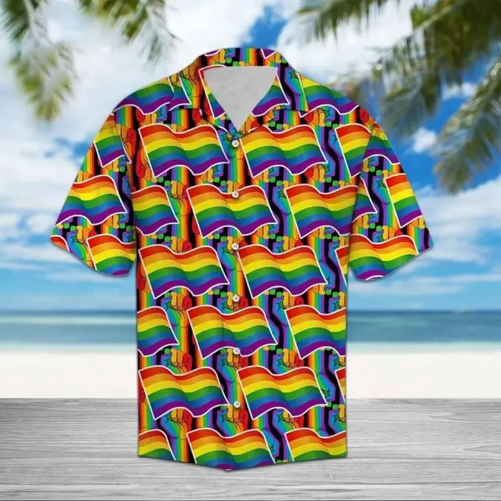 Beach Shirt Lgbt Pride Hawaiian Shirt Lgbt Flag Pattern Hawaii, Rainbow Pride Clothing