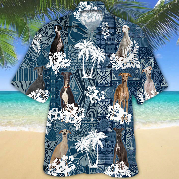 Greyhound Hawaiian Shirt, Flower Greyhound  Short Sleeve Hawaiian Aloha Shirt For Men, Women