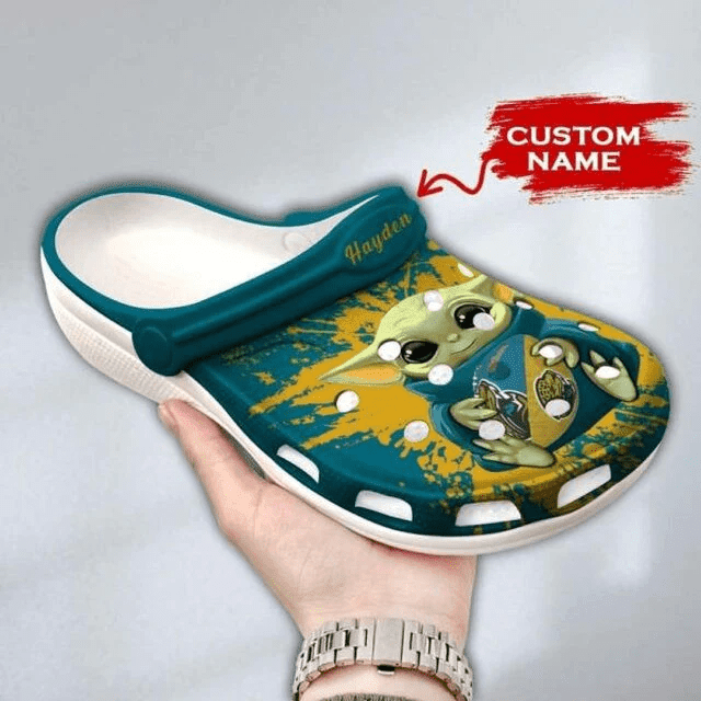 Baby Yoda Hug Jacksonville Jaguars Custom Name Crocss Clog Comfortable Shoes Ver39