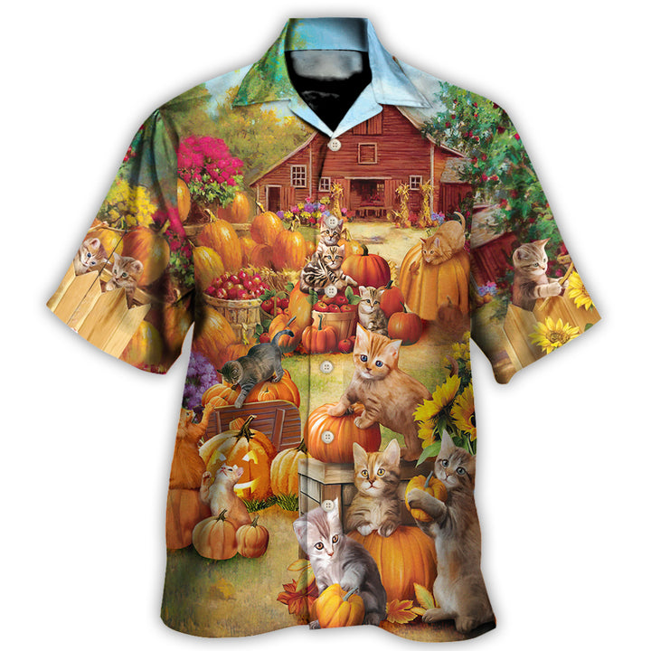 Cat Wish You Happy Thanksgiving Hawaiian Shirt Aloha Regular Fit Short Sleeve Casual Shirt For Men And Women