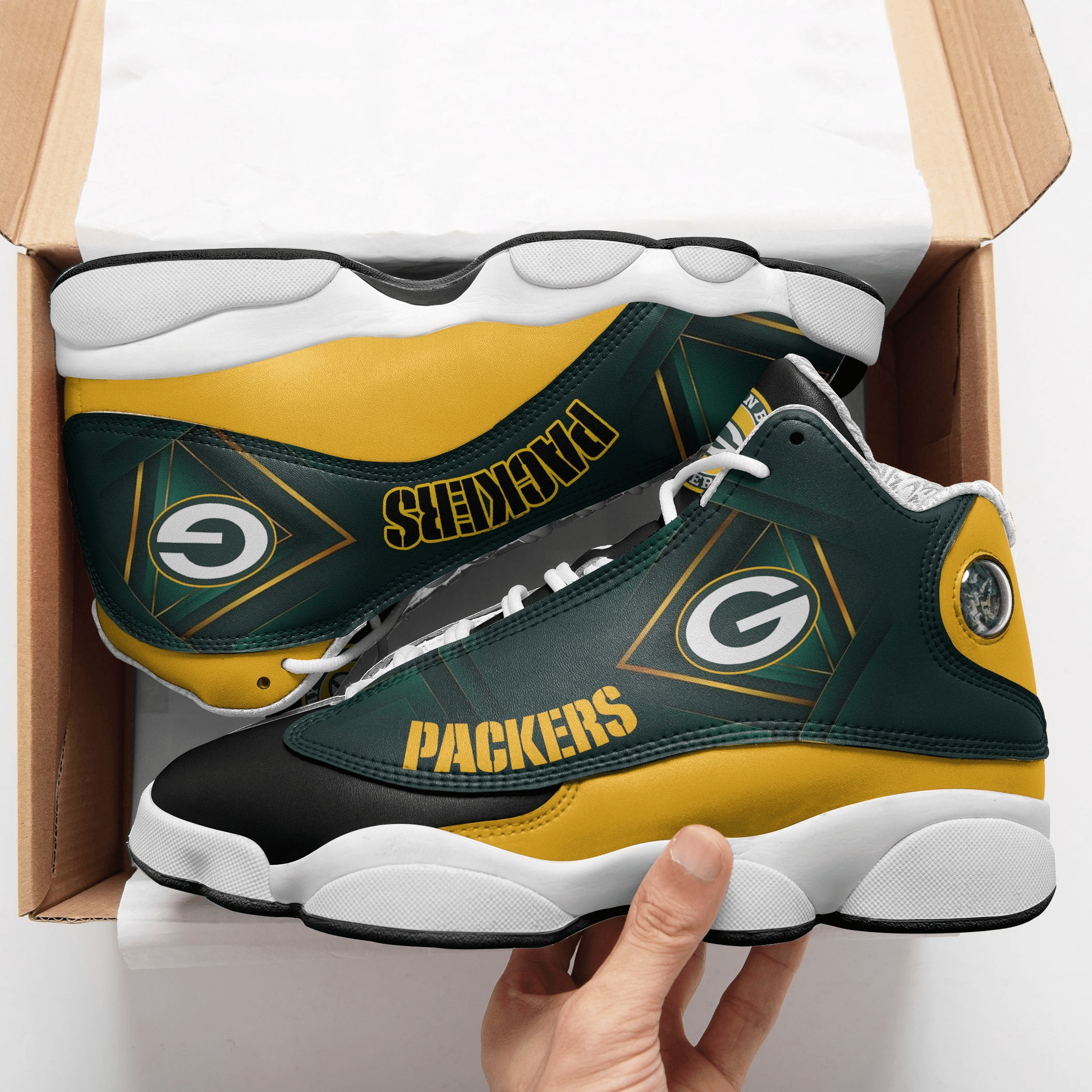 Green Bay Packers Air Jordan 13 Sneakers JD13 V2582