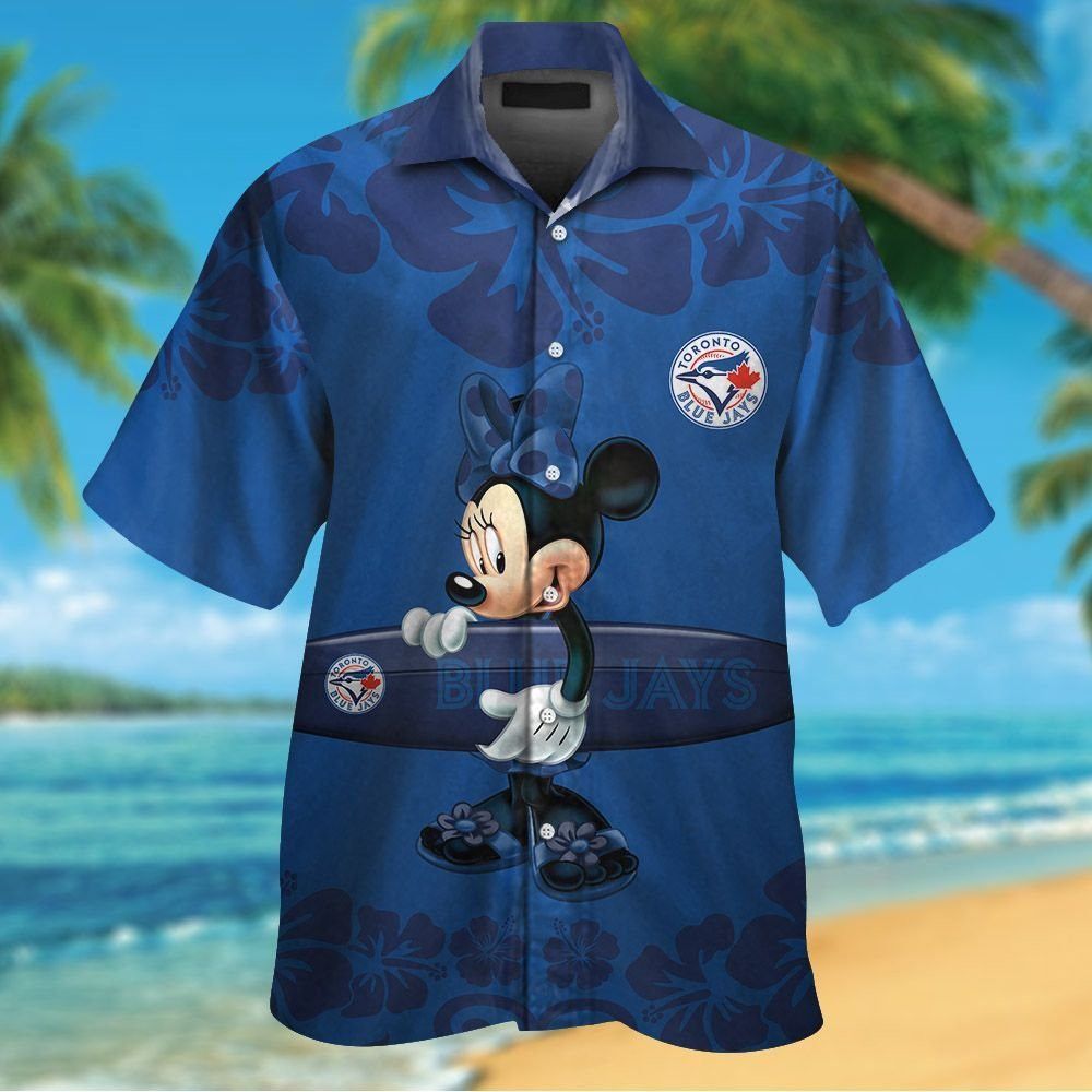 Toronto Blue Jays Minnie Mouse Short Sleeve Button Up Tropical Hawaiian Shirt