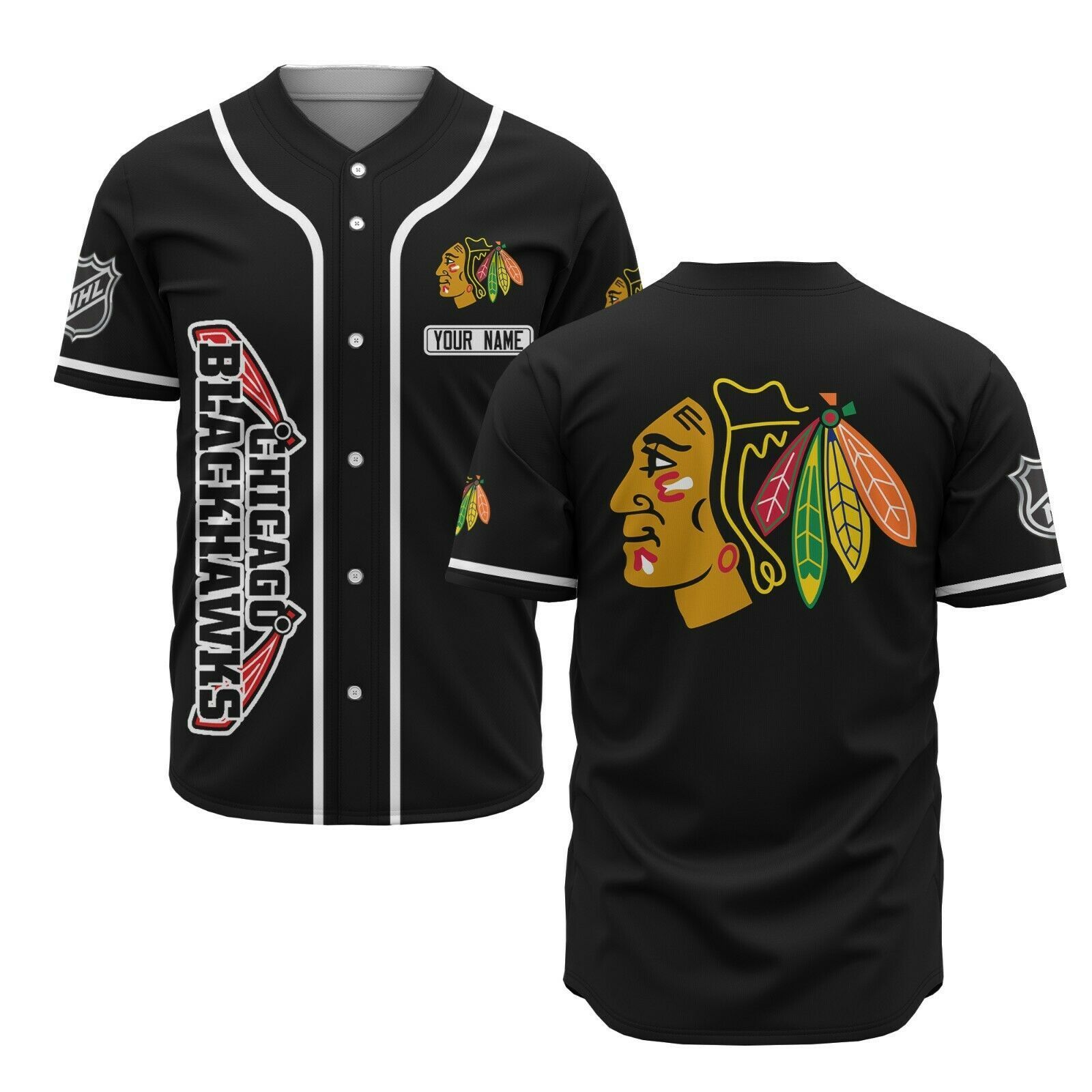 Custom Name Chicago Blackhawks All Over Print Baseball Jersey For Fans