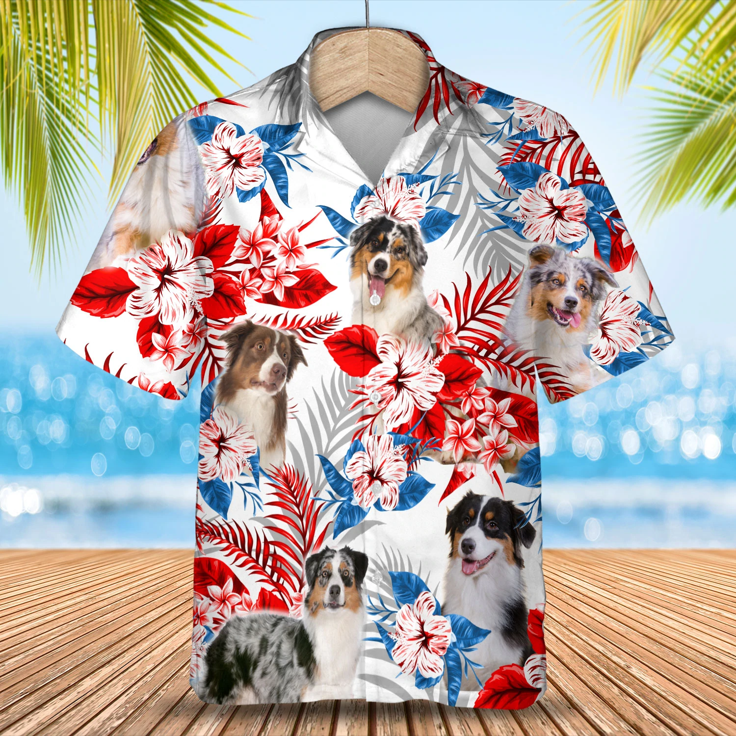 Australian Shepherd Hawaiian Shirt, Summer Aloha Shirt, Men Hawaiian Shirt, Women Hawaiian Shirt