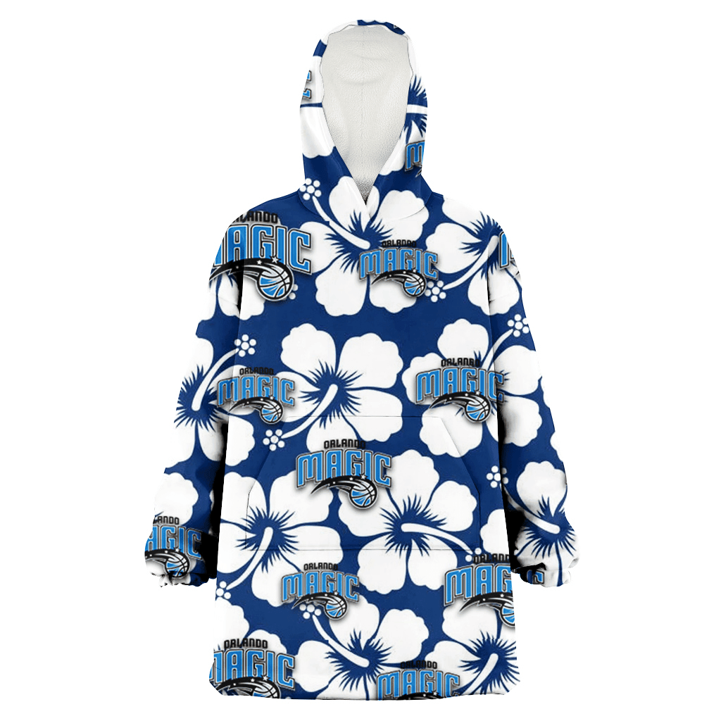 Orlando Magic Modern White Hibiscus Navy Background 3D Printed Hoodie Blanket Snug Hoodie