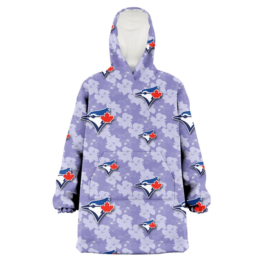 Toronto Blue Jays Light Purple Hibiscus Pattern Stripe Powder Purple 3D Printed Hoodie Blanket Snug Hoodie