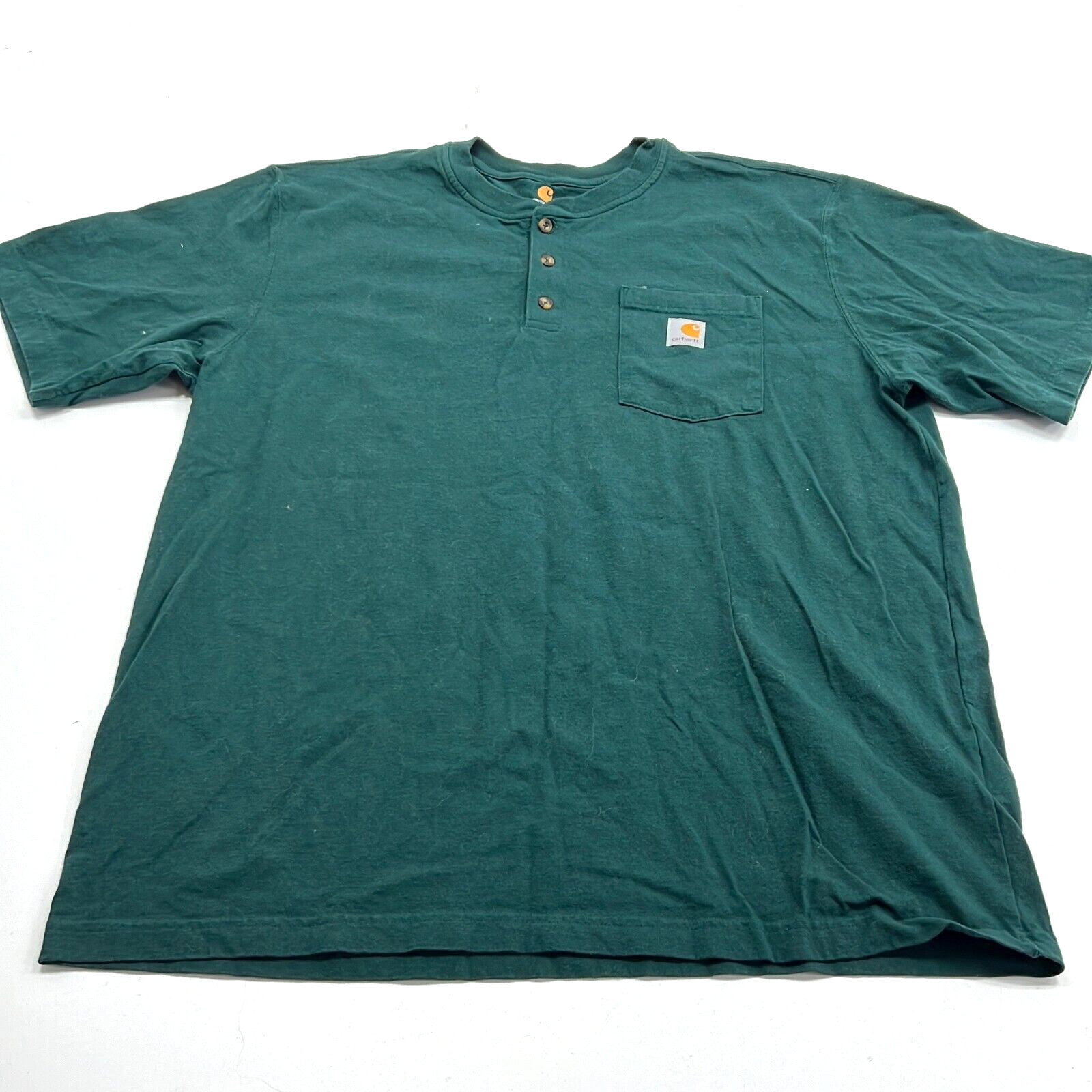 Carhartt Men's Green Henley Neck Original Fit Short Sleeve T-Shirt Size XL  - Foxyshop Fashion