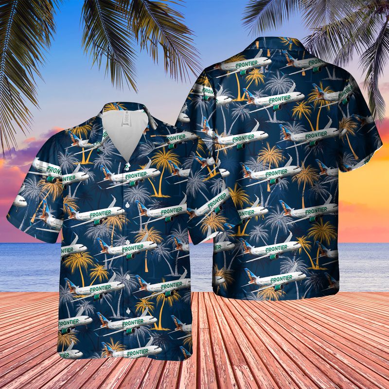 Frontier Airlines Airbus A320-251N Hawaiian Shirt, Hawaiian Shirt For Men, Dad Husband Veteran