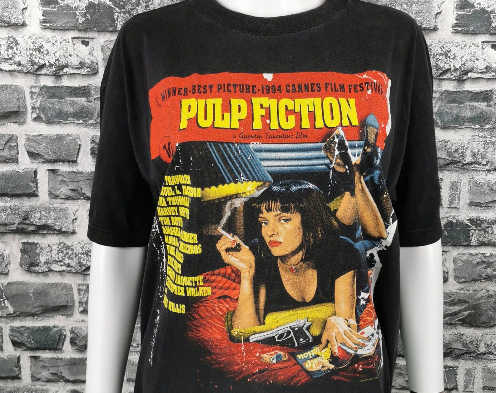 Pulp Fiction 1994 Vintage T-Shirt Movie Cult Film 90S By Quentin Tarantino Uma Thurman John Travolta Mega Rare Tee