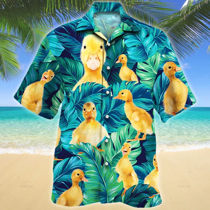 Duckling Lovers Hawaiian Shirt, Men Hawaiian Shirts – Casual Button Down Short Sleeve Shirt