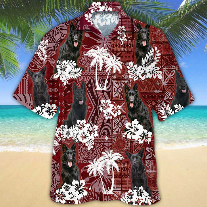 German Shepherd Red Hawaiian Shirt, Gift For Dog Lover Shirts, Animal Summer Shirts