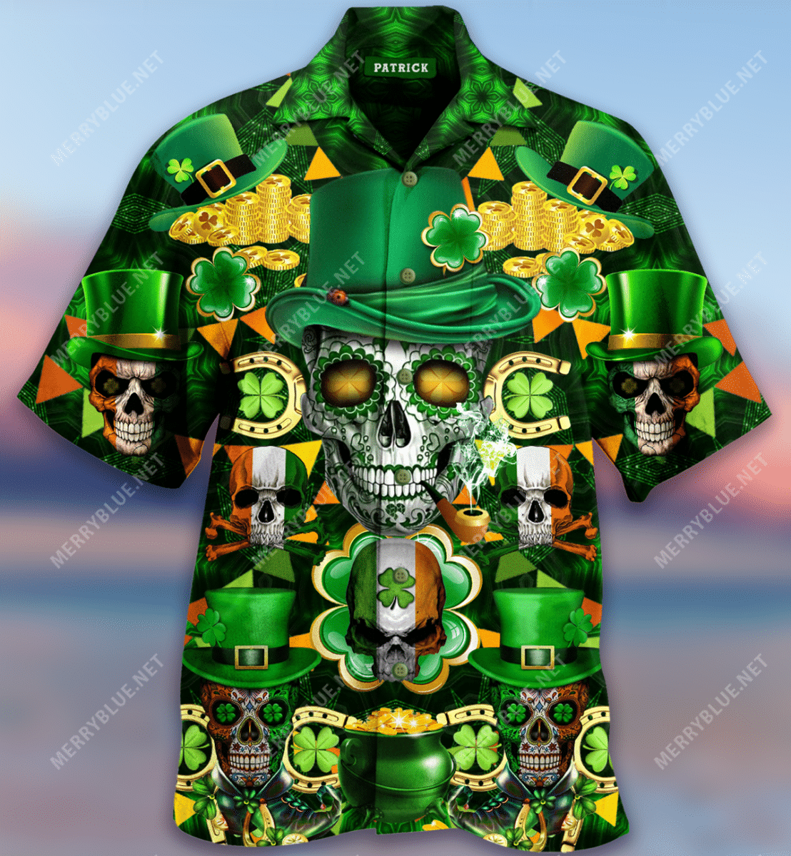 Check Out This Awesome Feeling Lucky Skull Saint Patricks Day Unisex Hawaiian Shirt