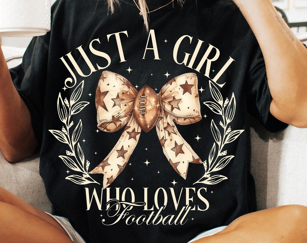 Peckshirt  Just a girl who love football Png, Fall Coquette Bow PNG, Fall Football Shirt Png, Football Sport Png, Football Mom Png, Girly football png - Print In Your Way