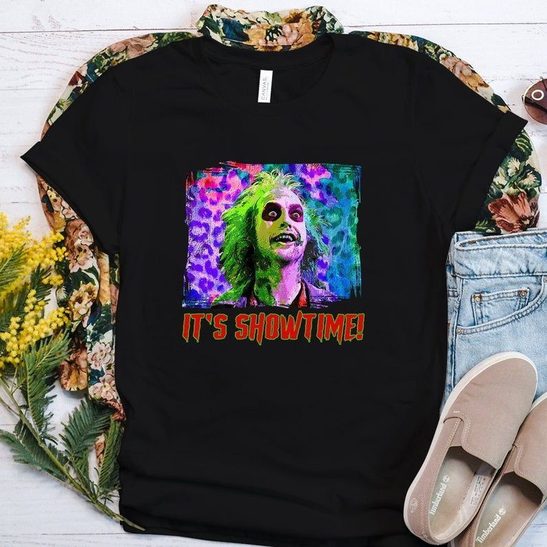Horror Beetlejuice It'S Showtime Shirt, Horror Character Shirt, Horror Movie Shirt, Halloween Shirt Men, Scary Movie Shirt, Horror Fan Shirt