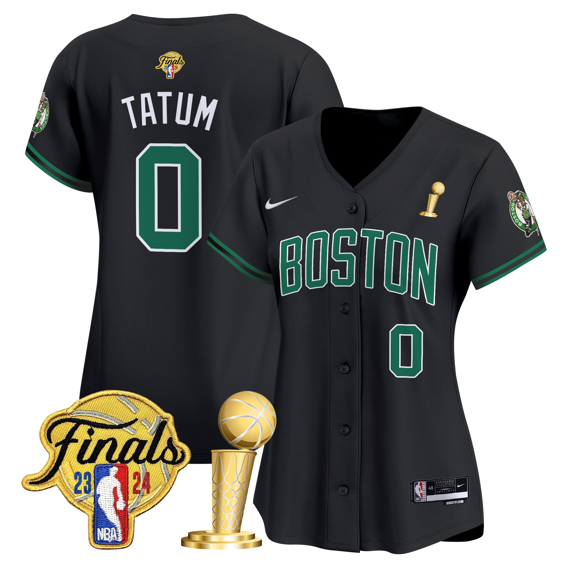 Women’S Boston Celtics 2024 Final & Champions Patch Baseball Jersey – All Stitched