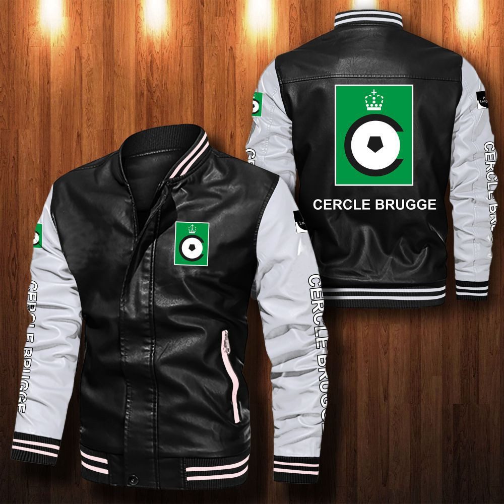 Cercle Brugge K.SV Leather Varsity Jacket Bomber Coat