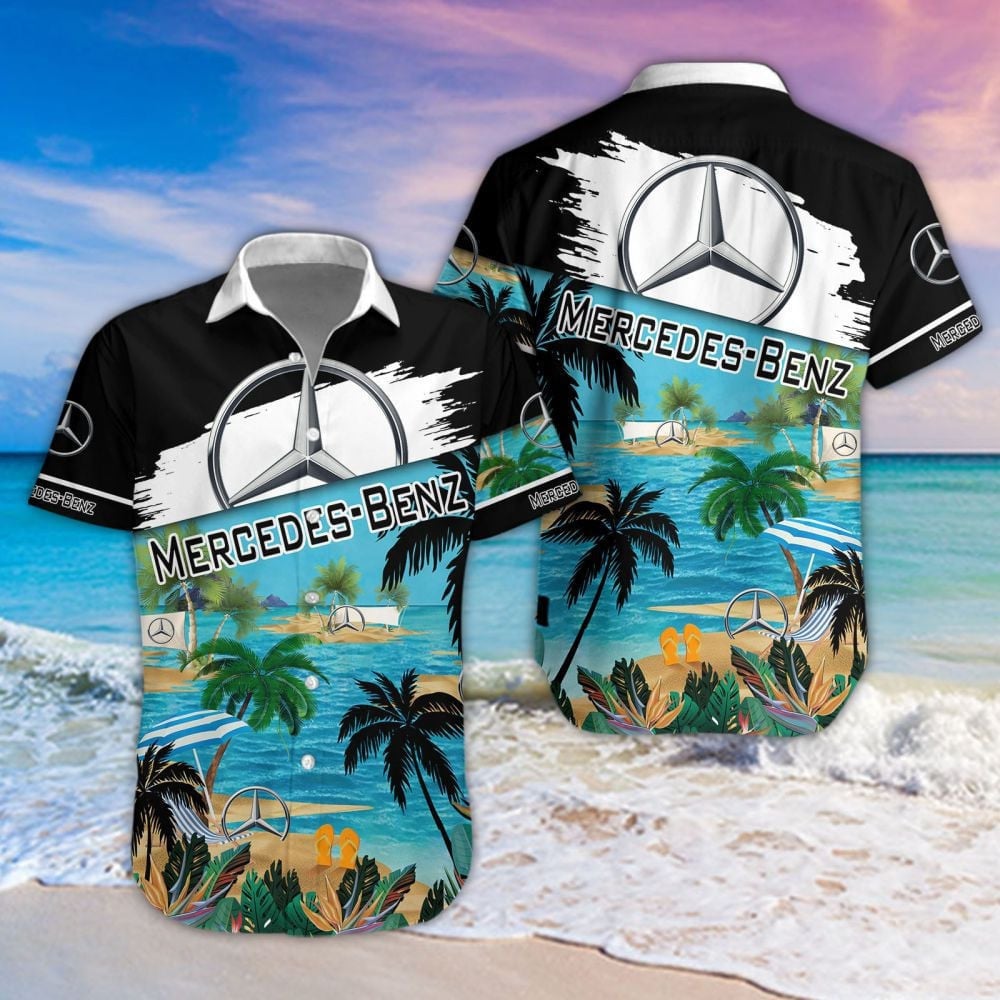 Mercedes-Benz Car Beach Coastal Island Brand Logo 3D Hawaiian Shirt