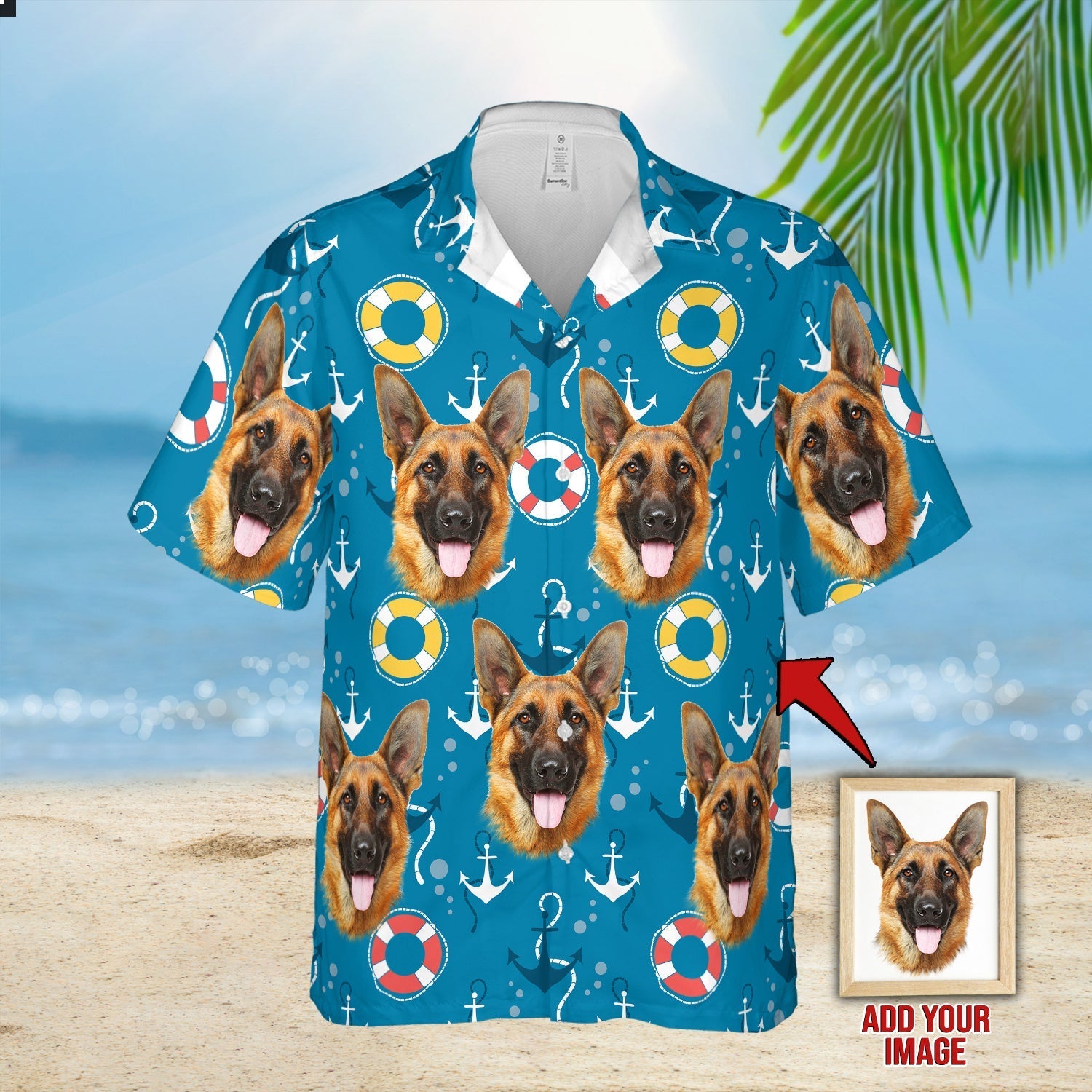 Custom Photo Hawaiian Shirt, Sea Pattern Short-Sleeve Hawaiian Shirt, Shirt For Pet Lover