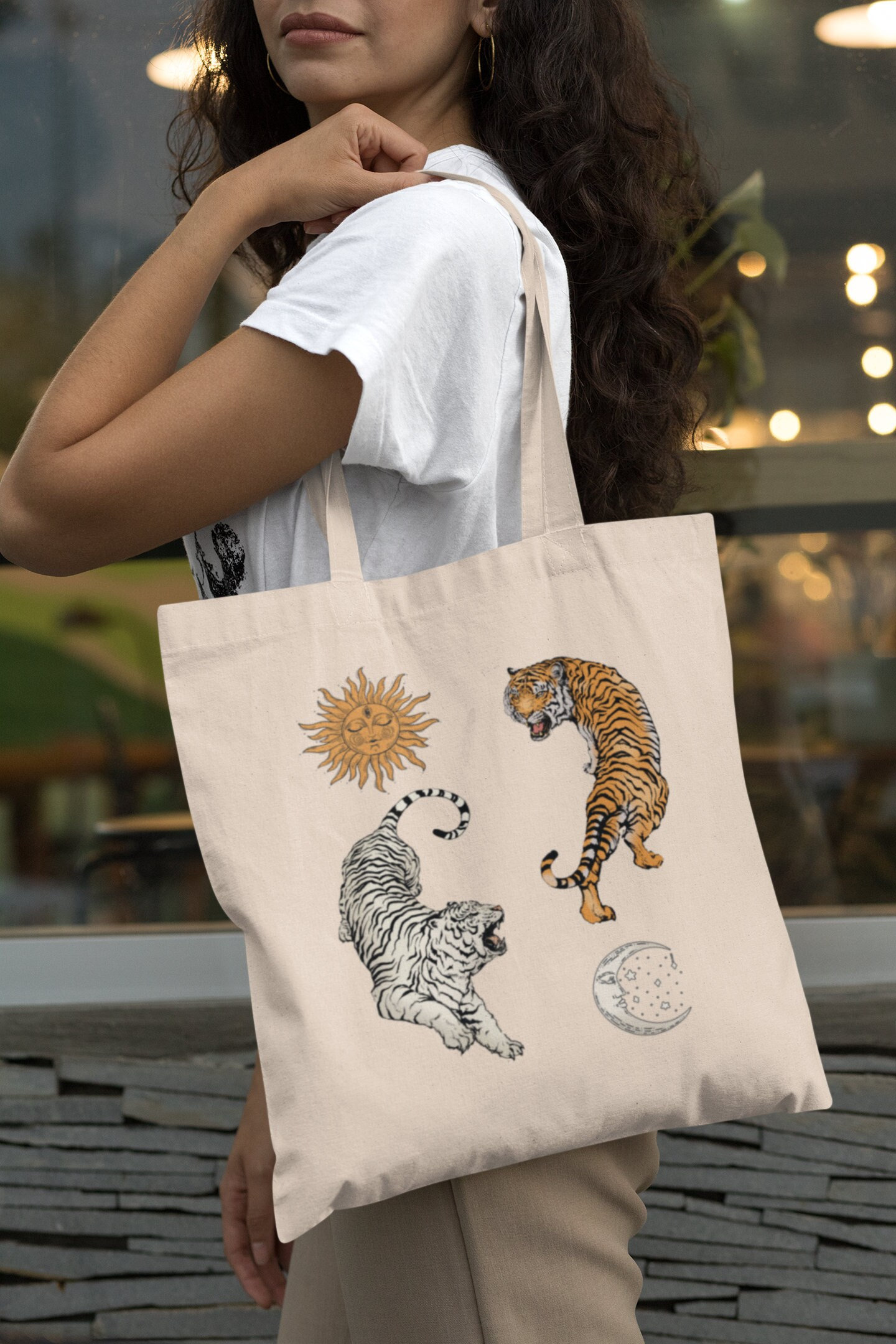 Tiger Tote Bag Canvas Shoulder Bag Teacher Tote Bag Reusable Tote Bag Aesthetic Tote Bag Canvas Tote Bag Cute Tote Bag Trendy Tote Bag Gift