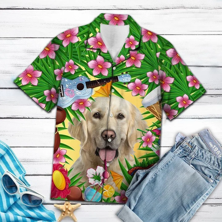 Cutest Golden Retriever Enjoy Summer Party Hawaiian Shirt, Summer Dog Hawaiian Shirt