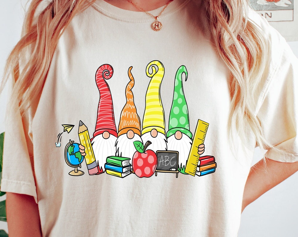 Peckshirt  Gnome Teacher Shirt, Gnome Teacher Shirt, Back to school Shirts, Cute Teacher Shirt, Teacher Gift Ideas, Gnomes back to school shirt - Print In Your Way