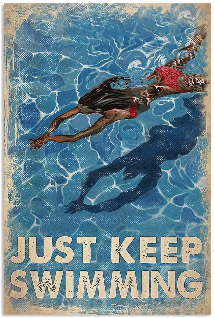 Vintage Girl Just Keep Swimming Post &hellip;