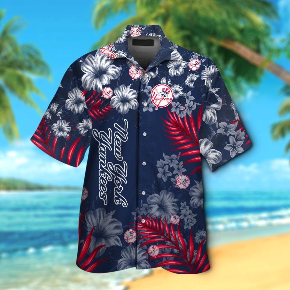 New York Yankees Short Sleeve Button Up Tropical Hawaiian Shirt Ver010