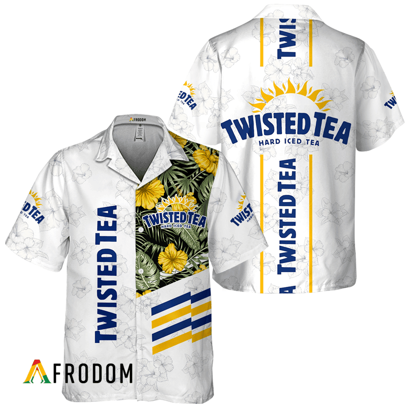Twisted Tea White Tropical Flower Hawaiian Shirt