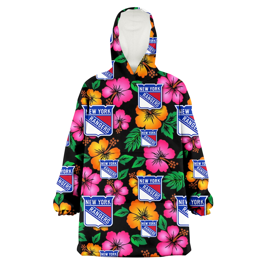 New York Rangers Pink Orange Black Background 3D Printed Hoodie Blanket Snug Hoodie