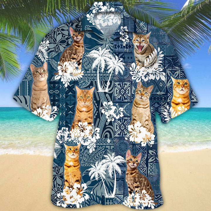 Bengal Hawaiian Shirt For Summer Travel, Cat Hawaiian Shirt For Man And Woman, Birthday Gift For Cat Lovers