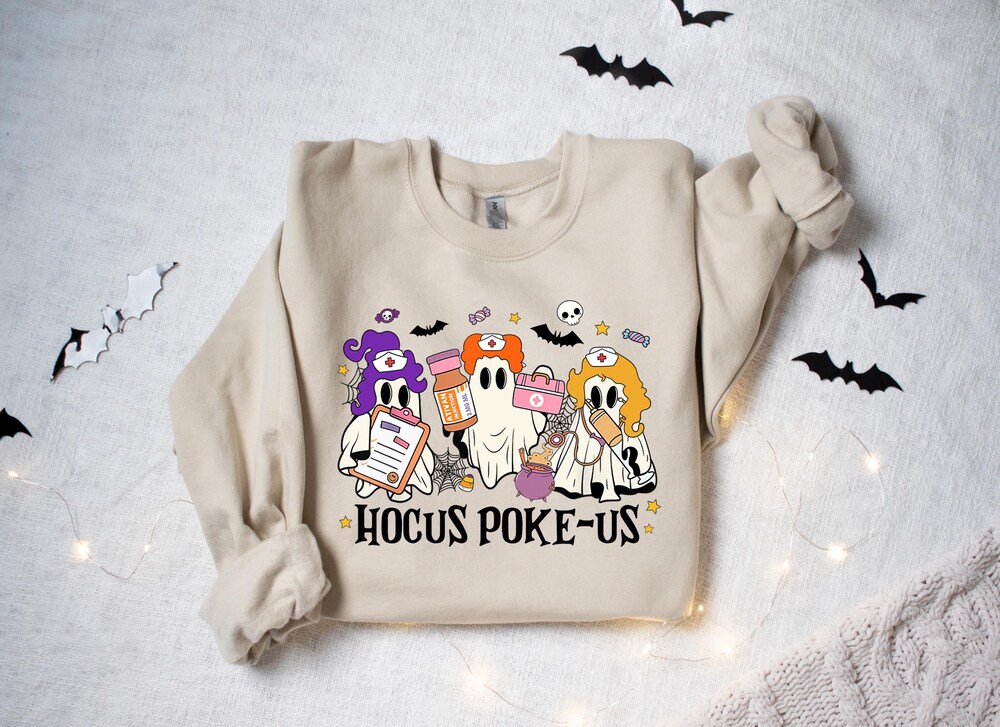 Hocus Poke-us Witch Nurse Halloween Shirt, Medical Lab Tech Halloween Shirt, ER Crew Shirt, Spooky Health Professional Shirt, Hocus Poke-us, White Lie Shirts, Fall shirts, Family Christmas Shirts, Vintage Style Shirt