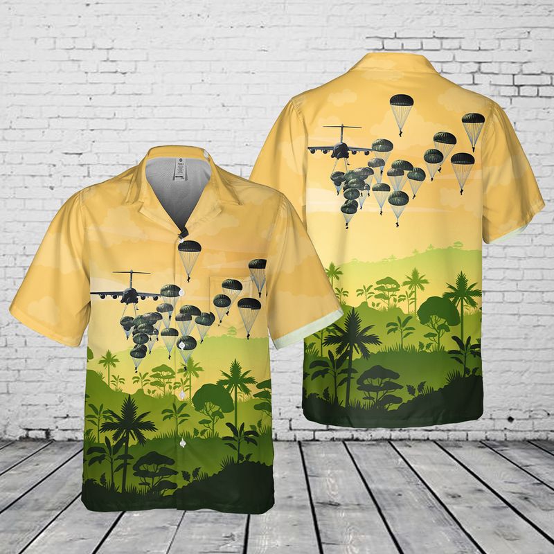 Us Army Paratroopers With The 82Nd Airborne Division Parachute Hawaiian Shirt