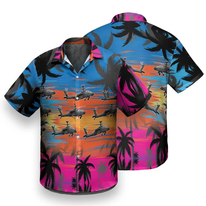 Great Helicopter Flies Dawn Sky Hawaiian Shirt