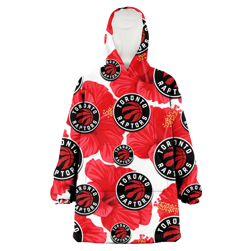 Toronto Raptors Big Red Hibiscus White Background 3D Printed Hoodie Blanket Snug Hoodie