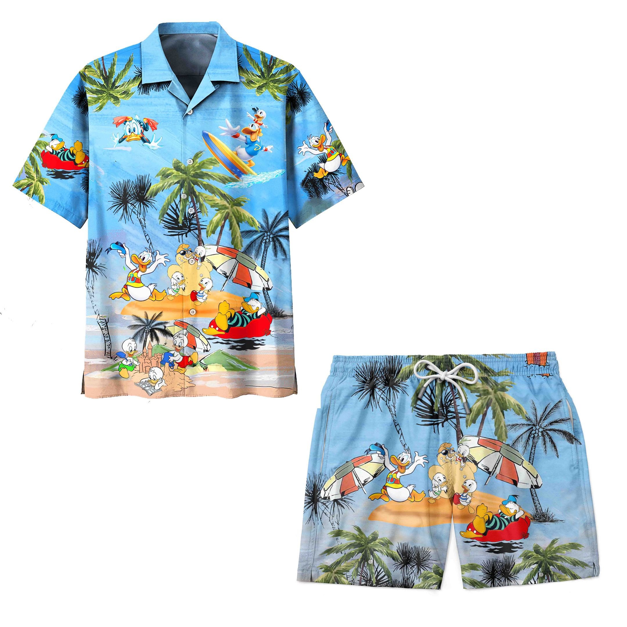 Cartoons Hawaiian Shirt And Short Set Ld