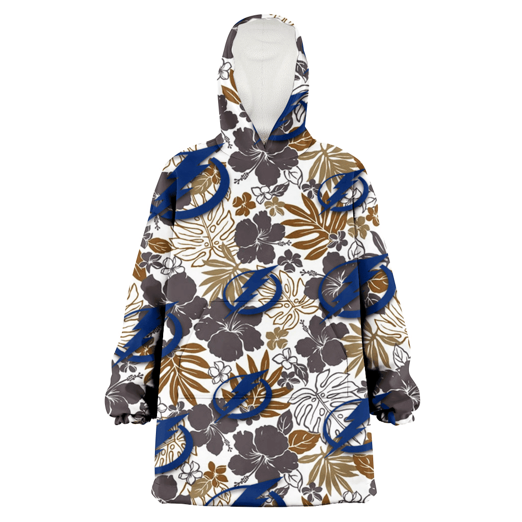 Tampa Bay Lightning Dark Brown Hibiscus Brown Leaves White Background 3D Printed Hoodie Blanket Snug Hoodie