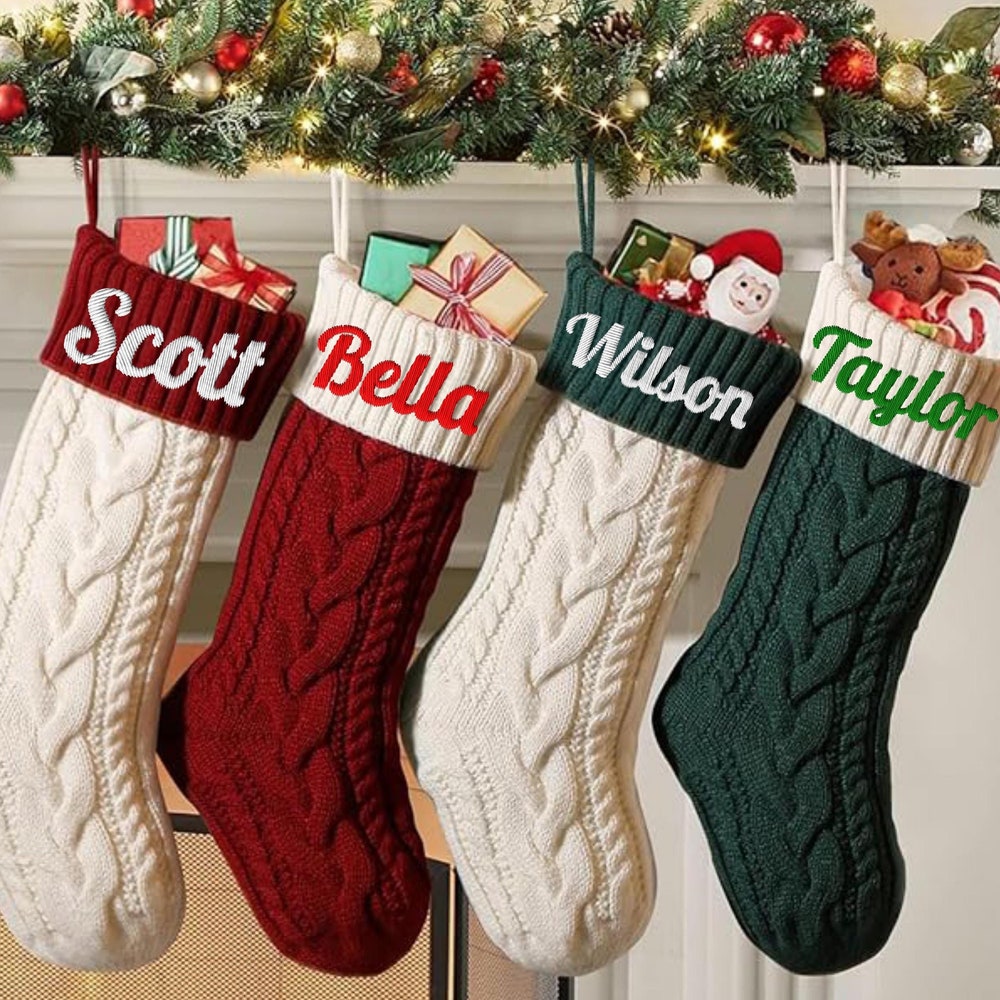 Personalized Christmas Stocking, Christmas Socks, Custom Christmas Gift Idea, Knitted Christmas Stocking, Embroidery Stocking, Christmas Your Style, Your Statement