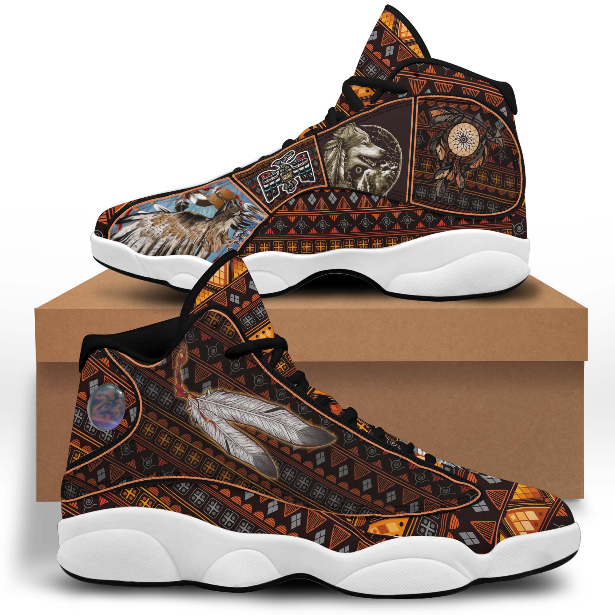Native Dream Catcher Wolf Jd 13 Shoe …