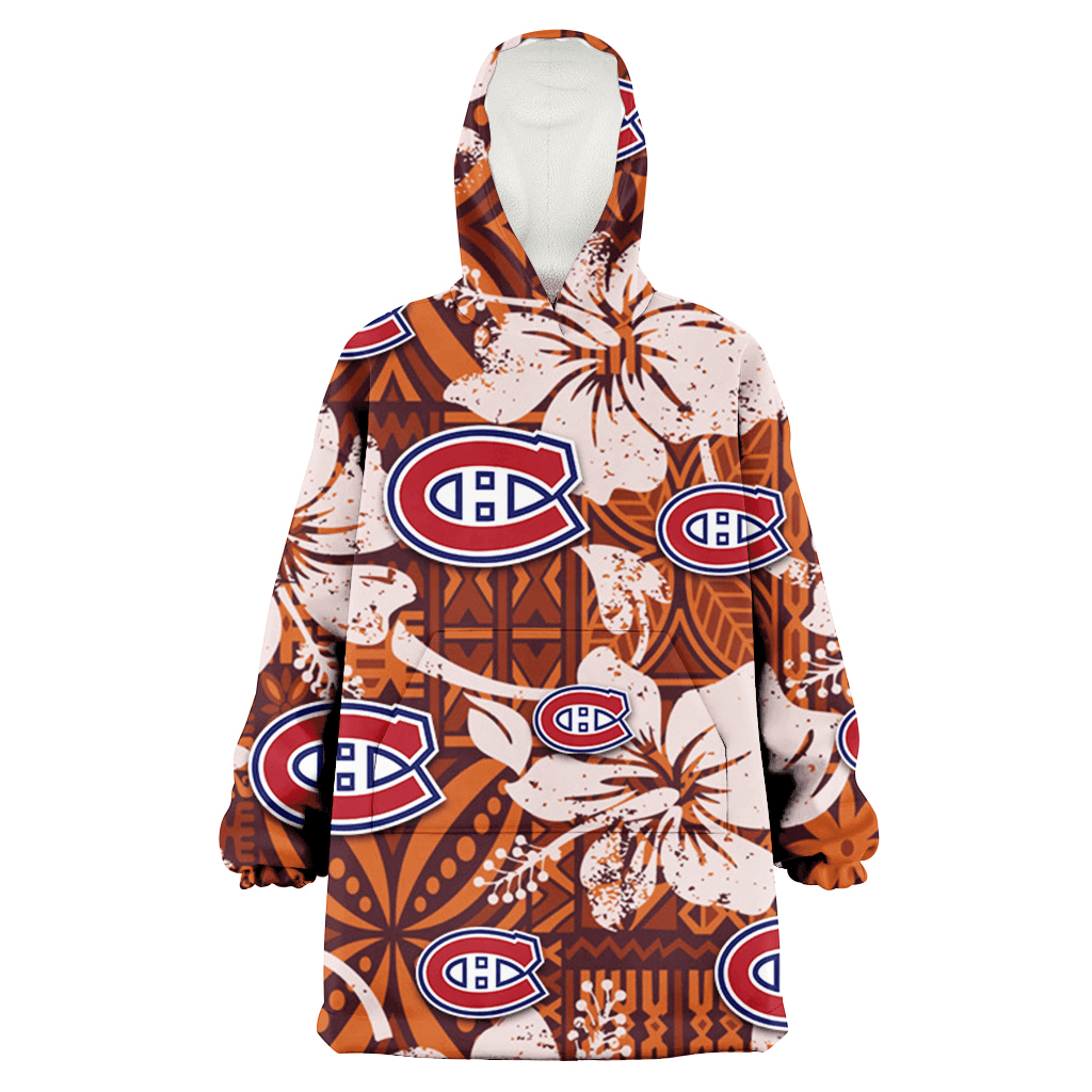 Montreal Canadiens Bisque Hibiscus Brown Pattern 3D Printed Hoodie Blanket Snug Hoodie