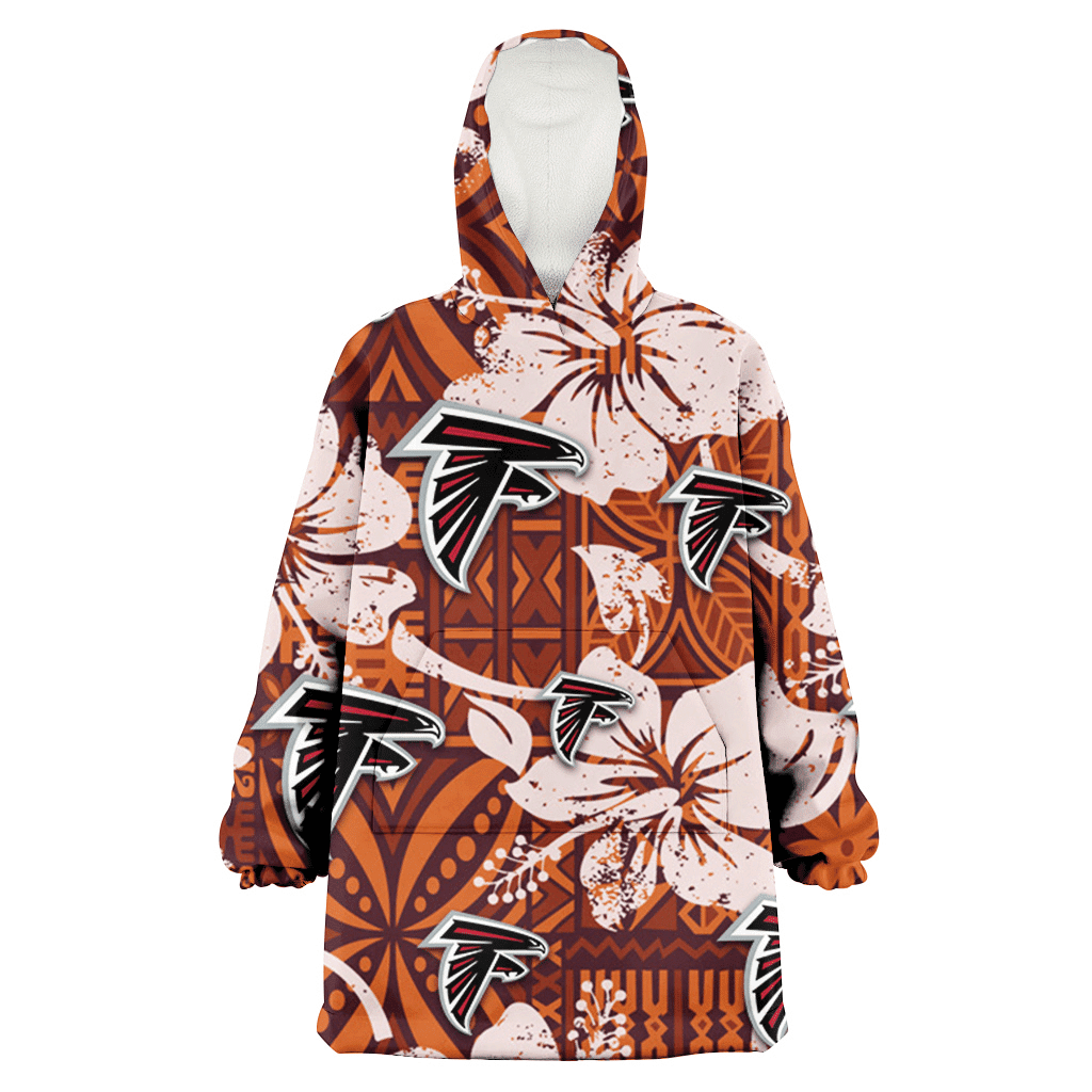 Atlanta Falcons Bisque Hibiscus Brown Pattern 3D Printed Hoodie Blanket Snug Hoodie