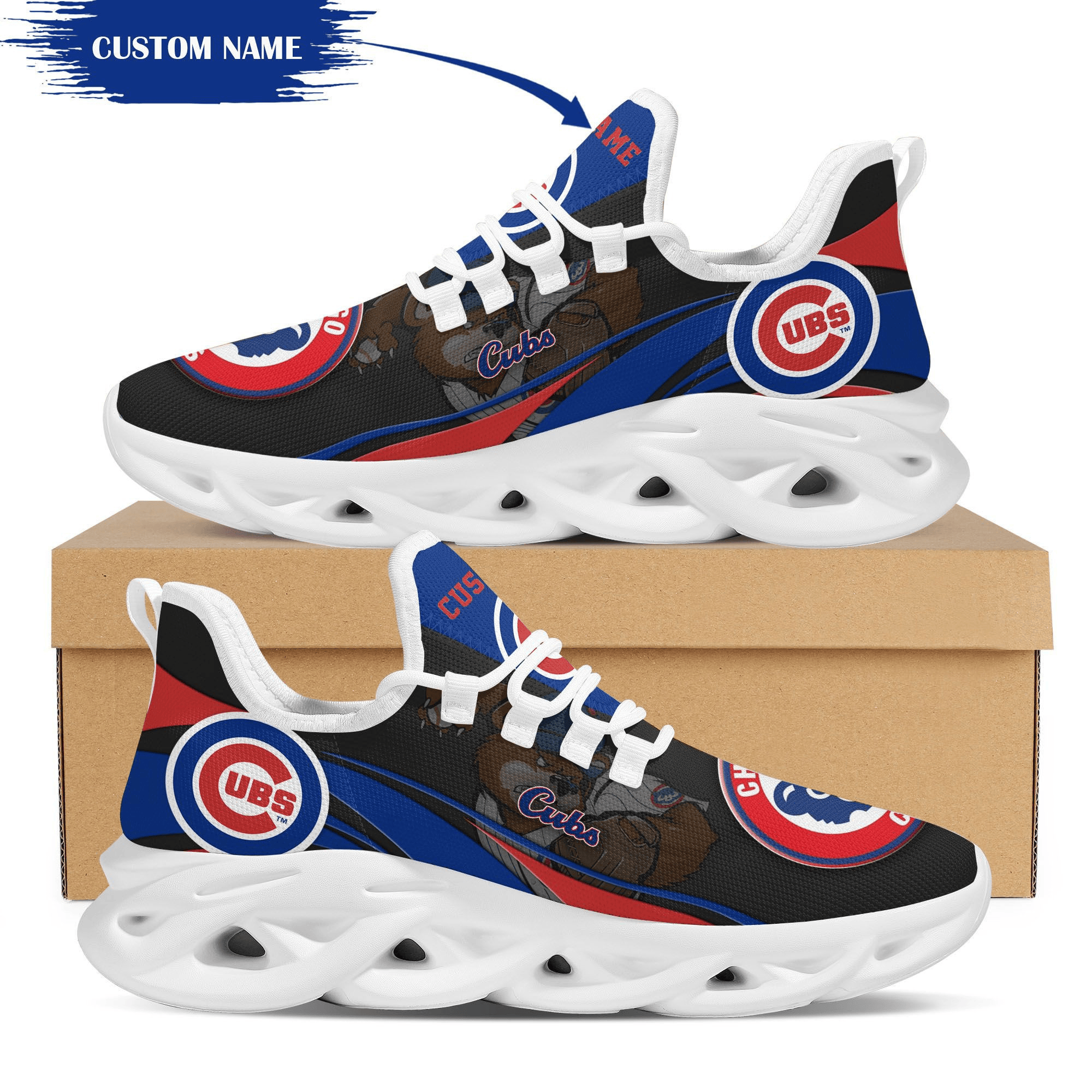 Chicago Cubs Mascot Custom Name Personalized Max Soul Sneakers Running Sports Shoes For Men